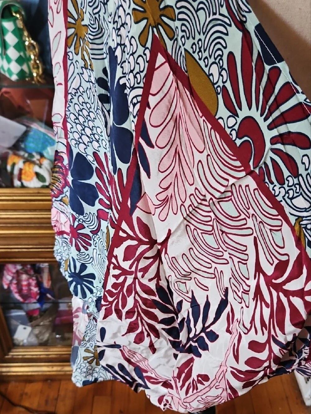 Anthropologie Bohemian Floral Cocoon Duster with Batwing Arms
